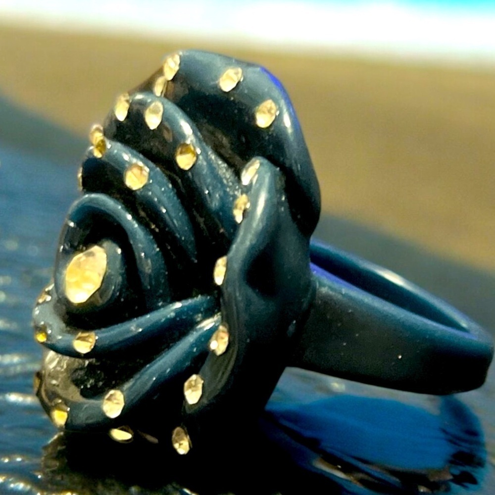 Blue Rose Shaped Statement Costume Ring